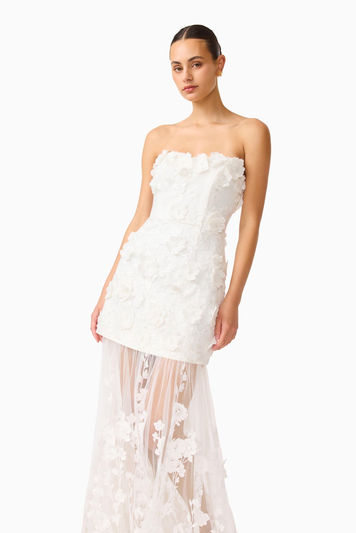 Lorina Strapless Gown White - Dress - Elliatt