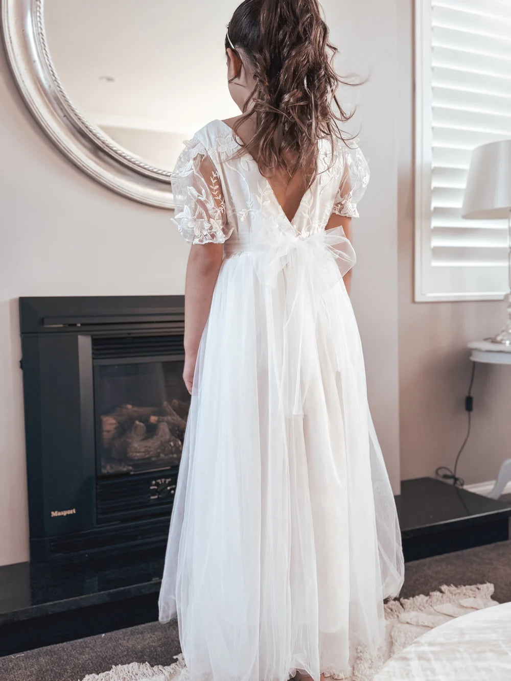 Eva Girls Embroidered White Dress - Flower Girl Dress - A Little Lacey