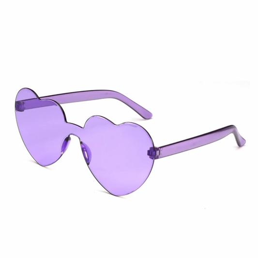 Rimless Heart Sunglasses - Purple