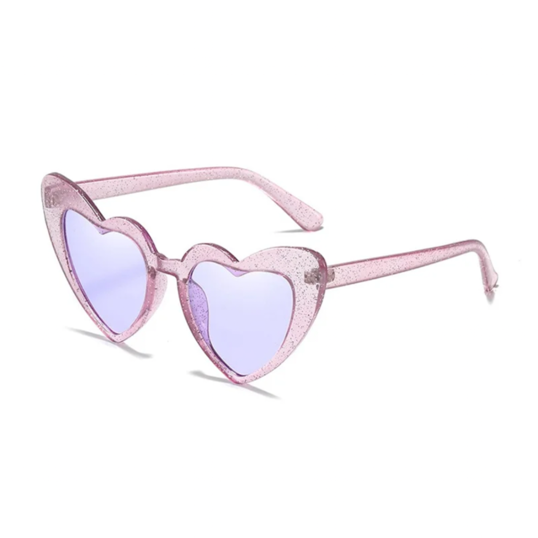 Lilac Glitter Heart Sunglasses