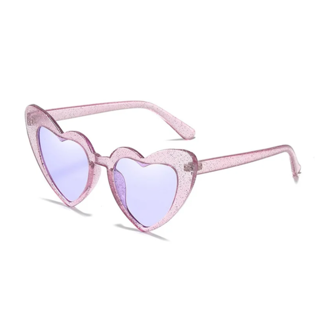 Lilac Glitter Heart Sunglasses - Honey Fawn Boutique