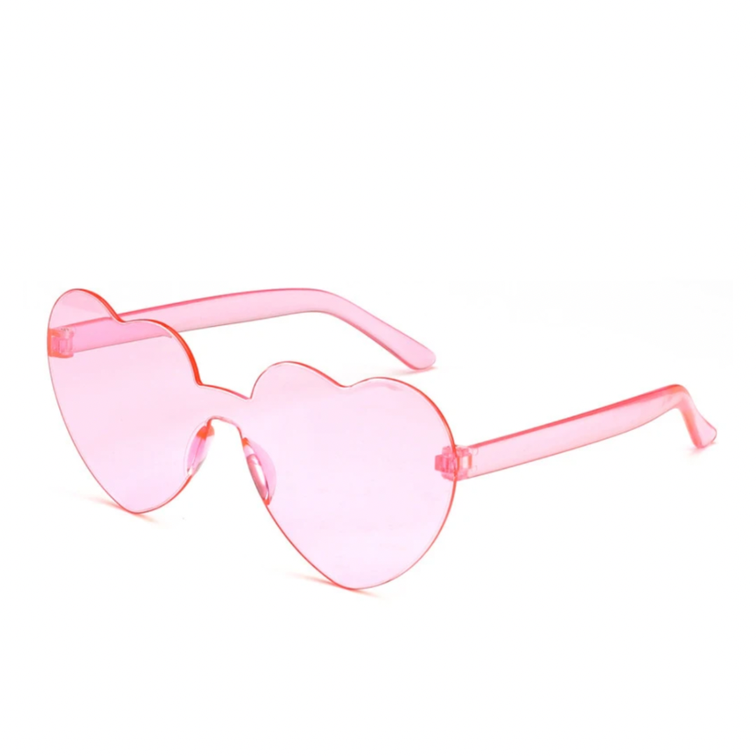 Rimless Heart Sunglasses - Light Pink