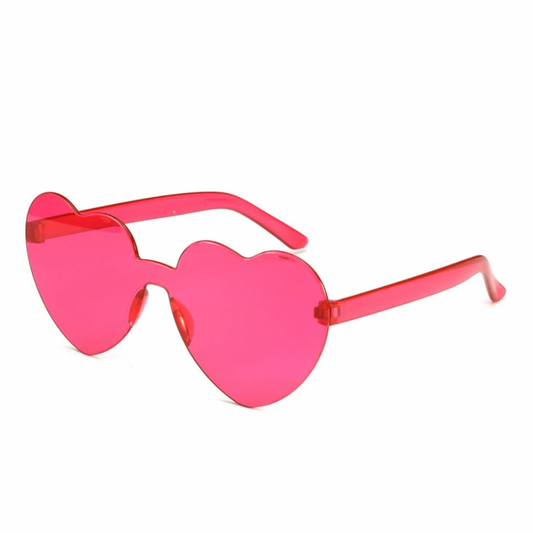 Rimless Heart Sunglasses - Hot Pink