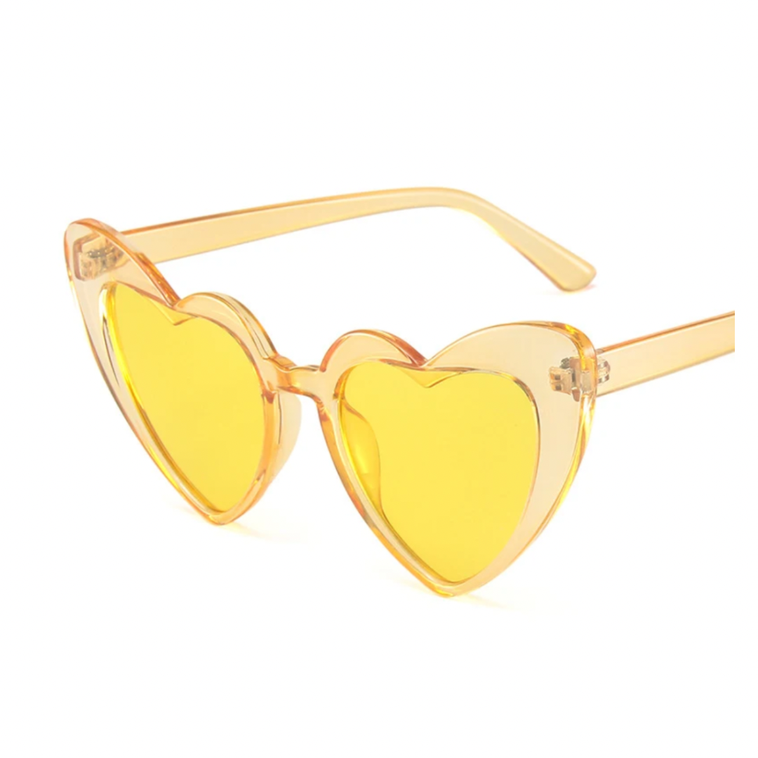 Yellow Crystal Heart Sunglasses