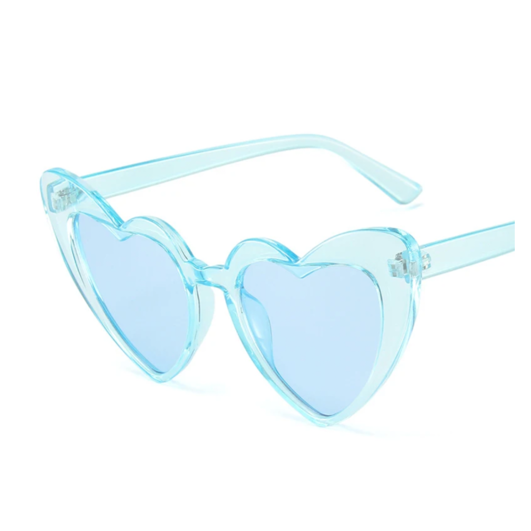 Blue Crystal Heart Sunglasses
