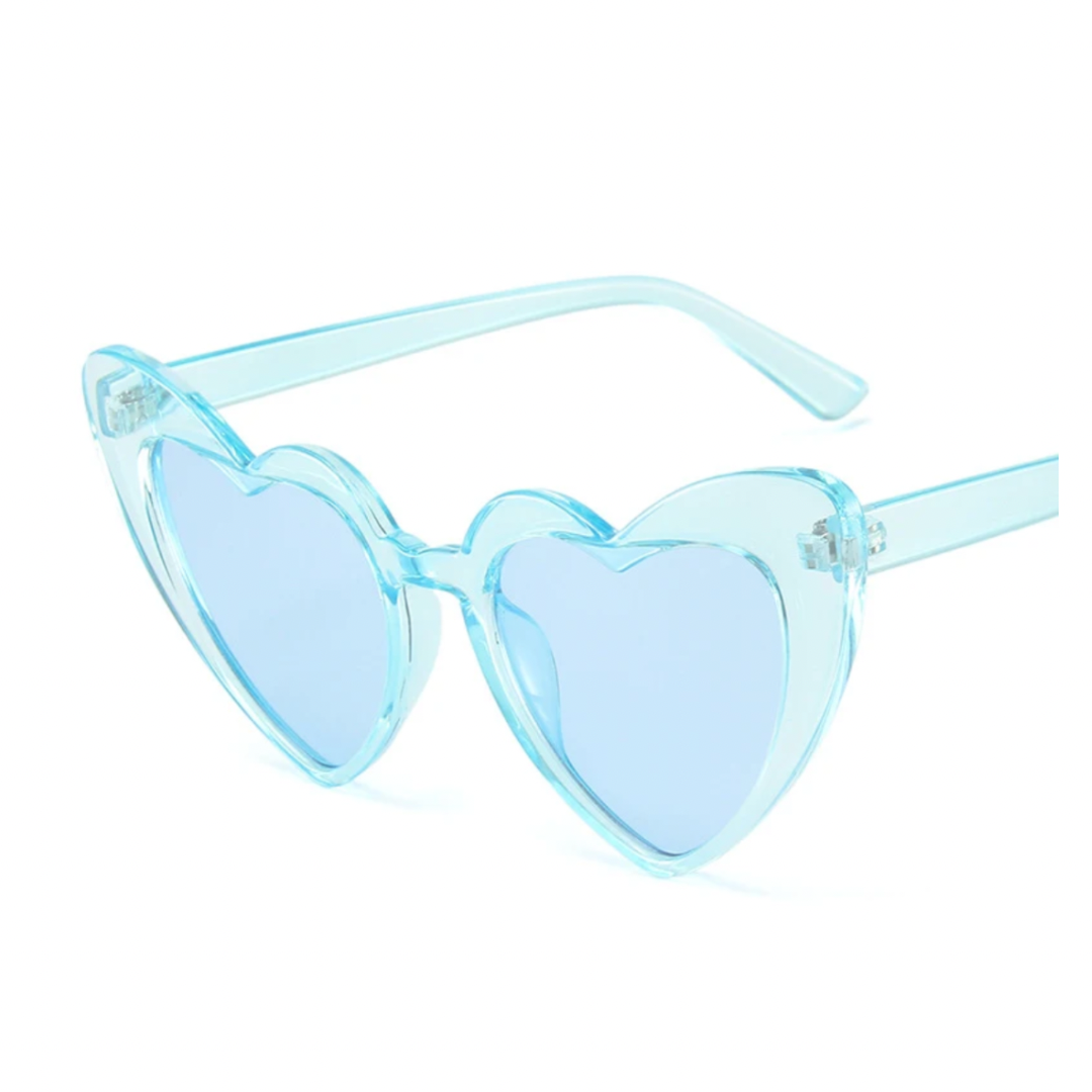 Blue Crystal Heart Sunglasses - Honey Fawn Boutique