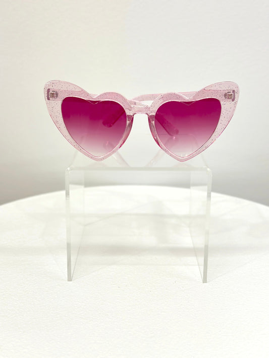 Pink Glitter Heart Sunglasses