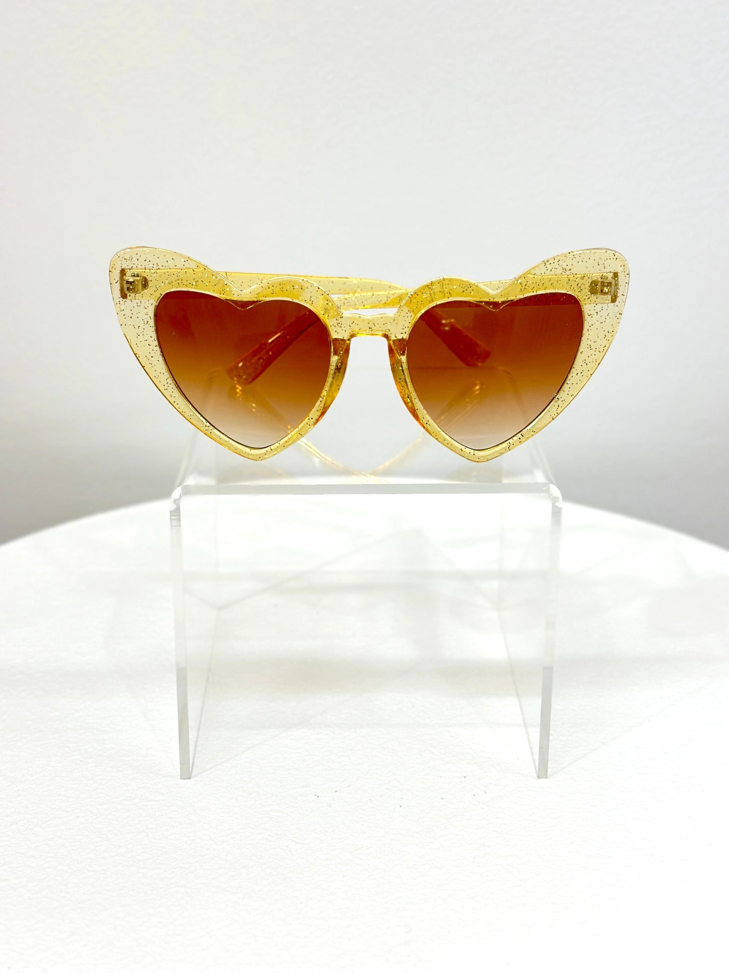 Yellow Glitter Heart Sunglasses