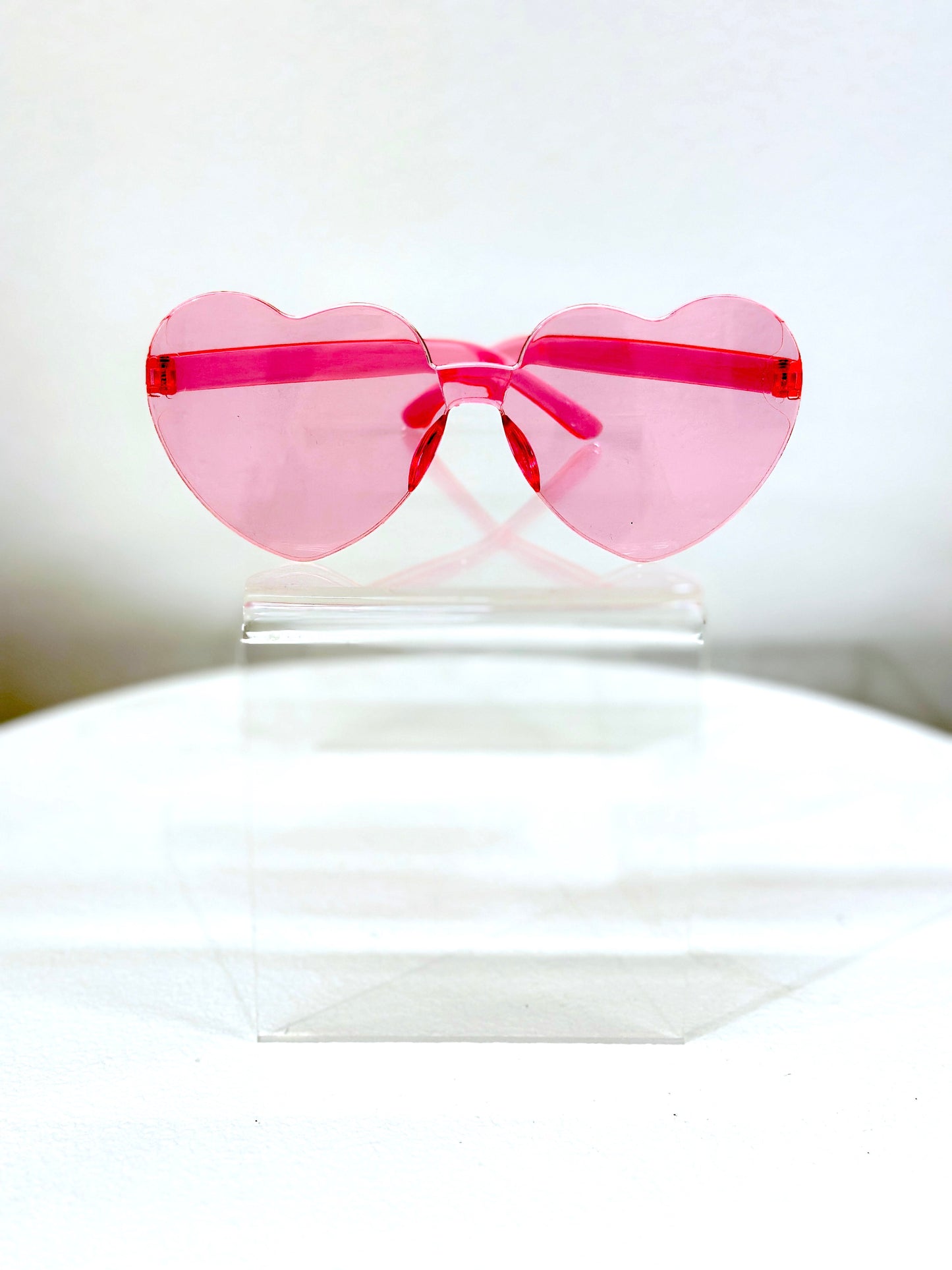 Rimless Heart Sunglasses - Light Pink