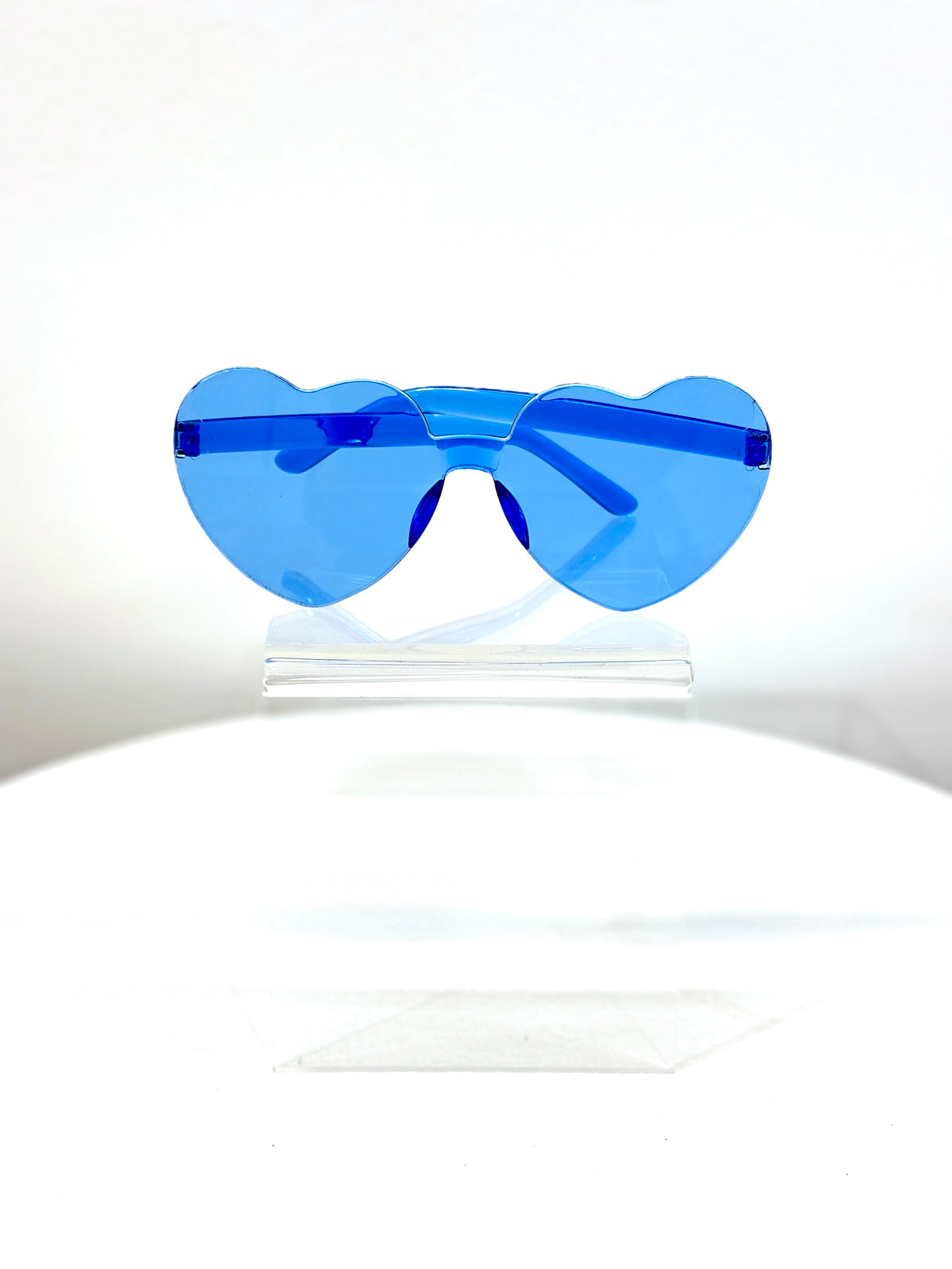 Rimless Heart Sunglasses - Blue - Honey Fawn Boutique