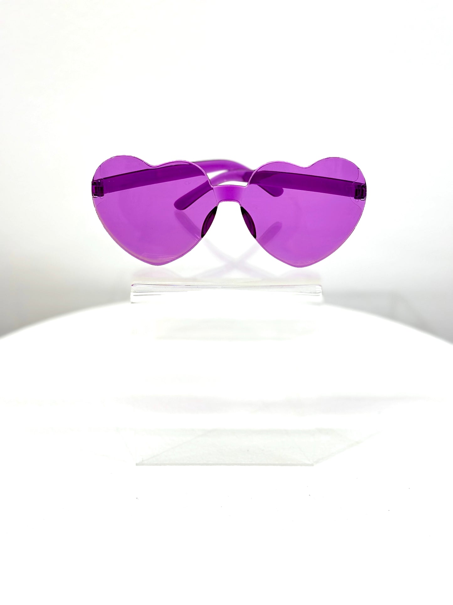 Rimless Heart Sunglasses - Purple