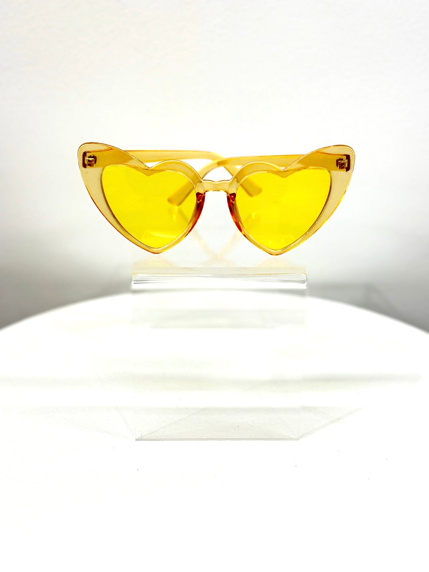 Yellow Crystal Heart Sunglasses