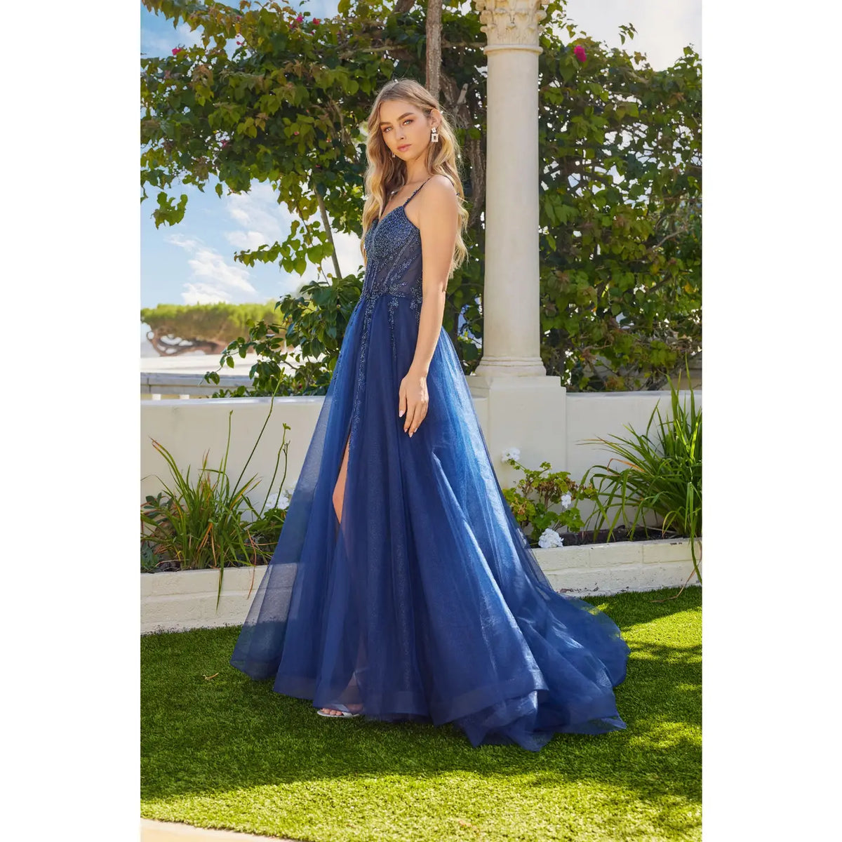 Hannah Gown with Embellished Bodice and Slit - Dress - Juliet