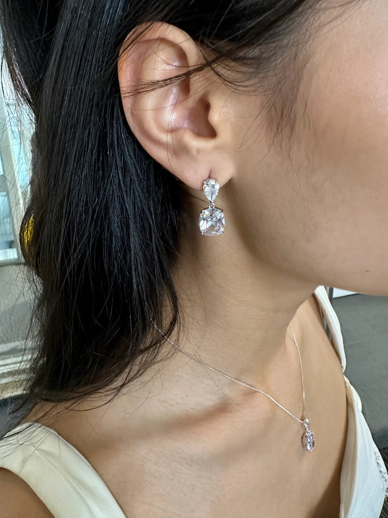 Elegant Windsor Bridal Jewellery Cordelia necklace and matching earrings set with intricate detailing, perfect for special occasions.