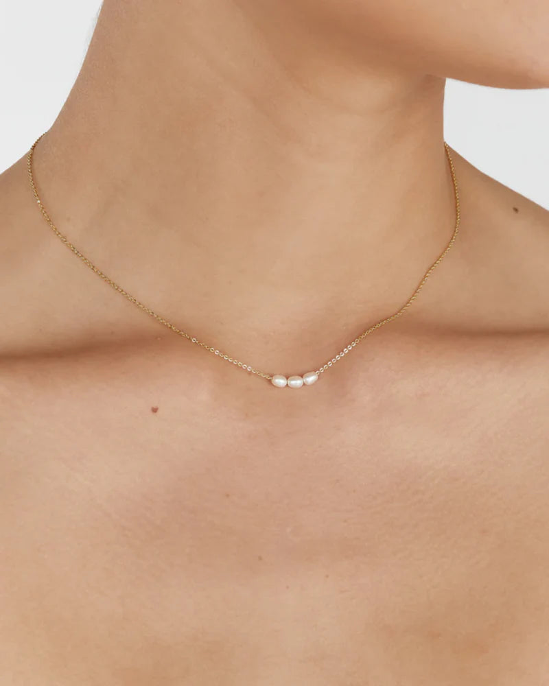 Mini Pearl Necklace - Gold