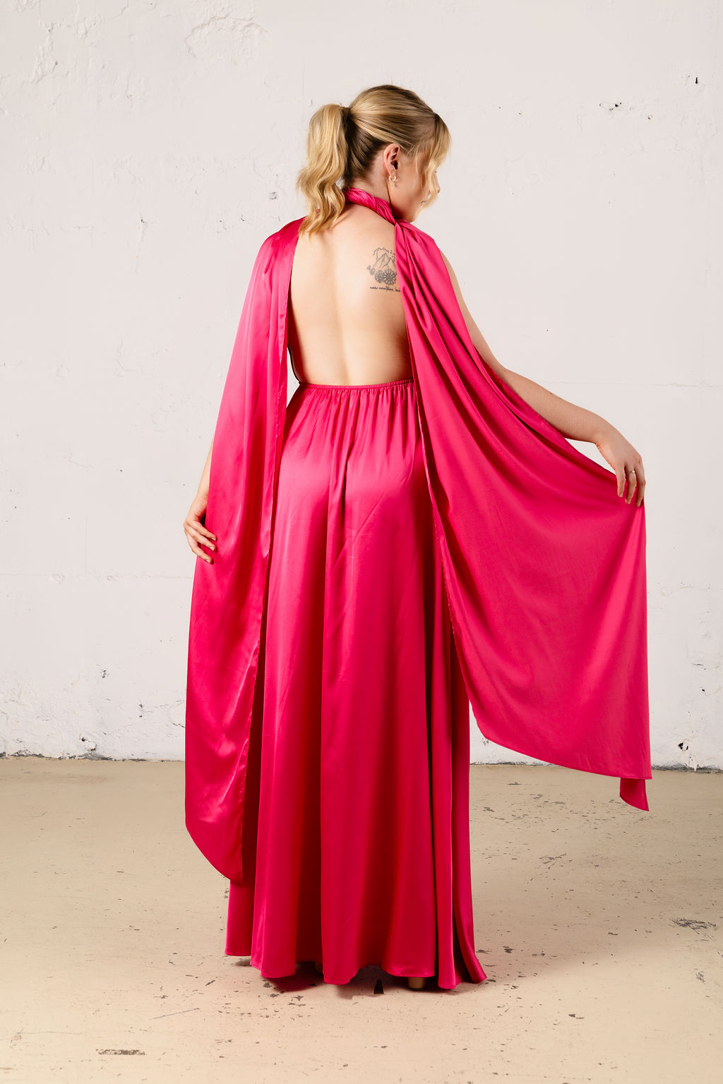 Satin Multiway Dress with Leg Split - Dress - JOUNE