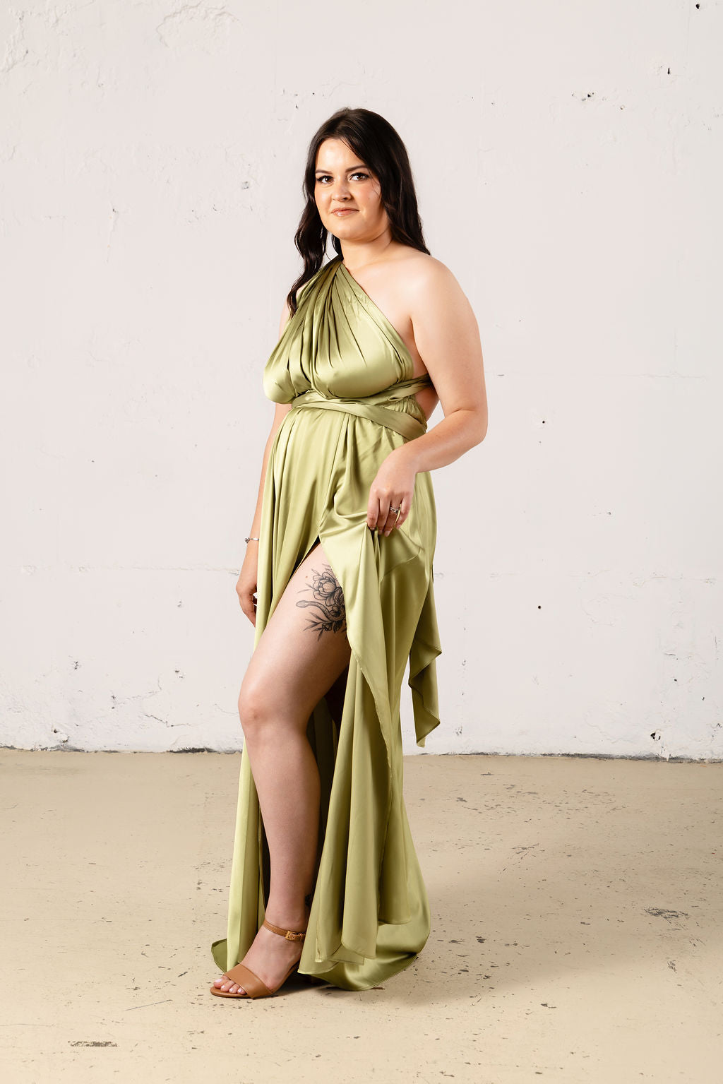 Satin Multiway Dress with Leg Split - Dress - JOUNE