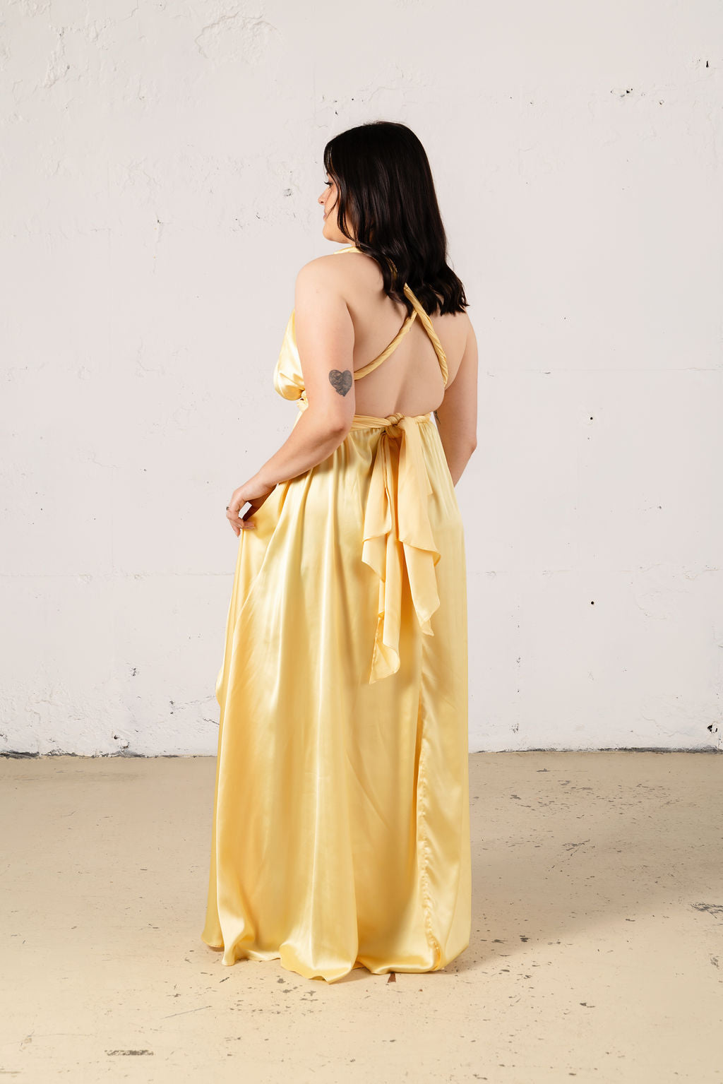 Satin Multiway Dress with Leg Split - Dress - JOUNE