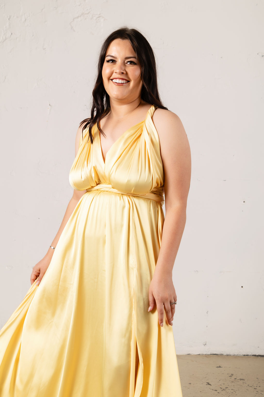 Satin Multiway Dress with Leg Split - Dress - JOUNE