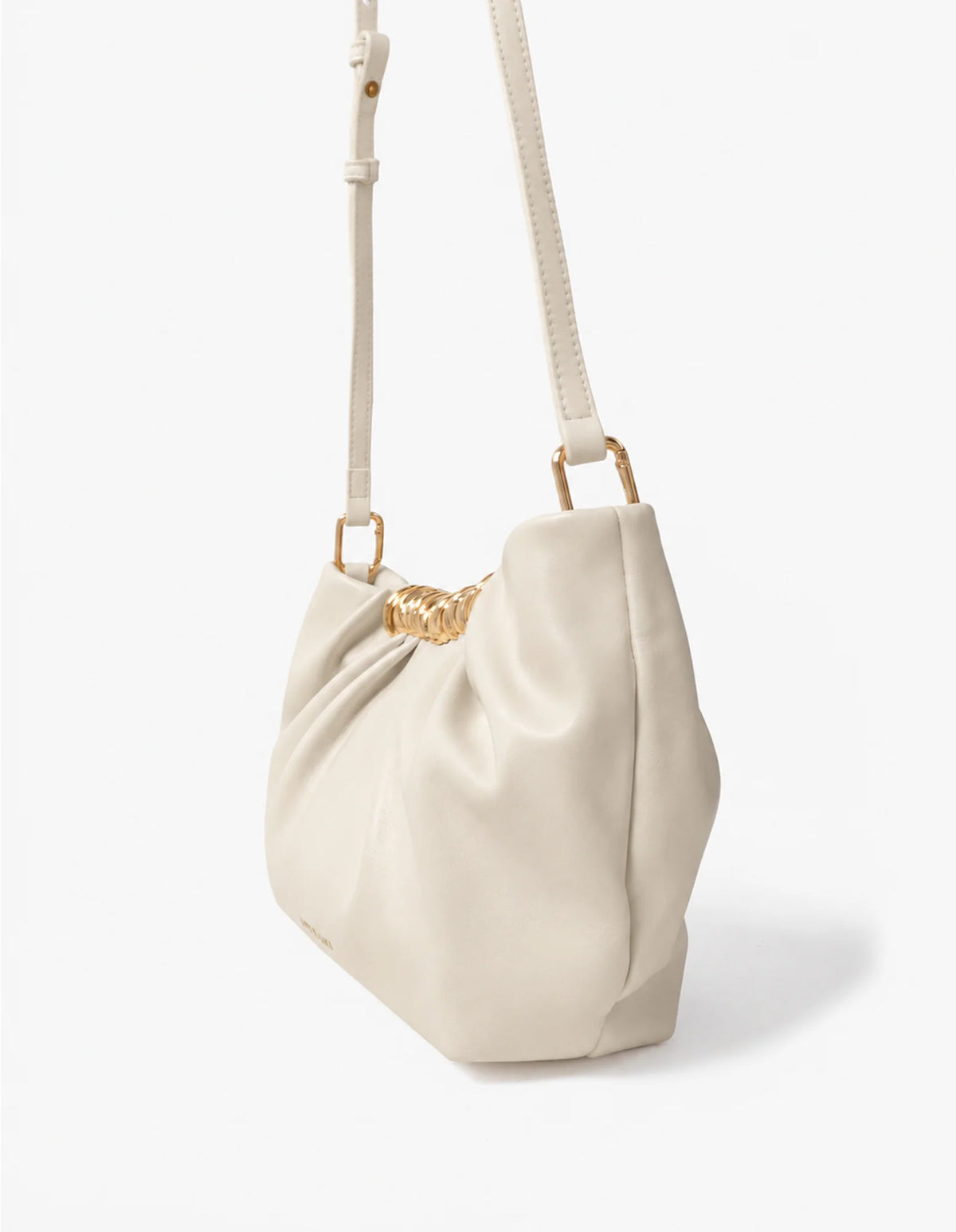 Aura Gathered Clutch Bag in Cream