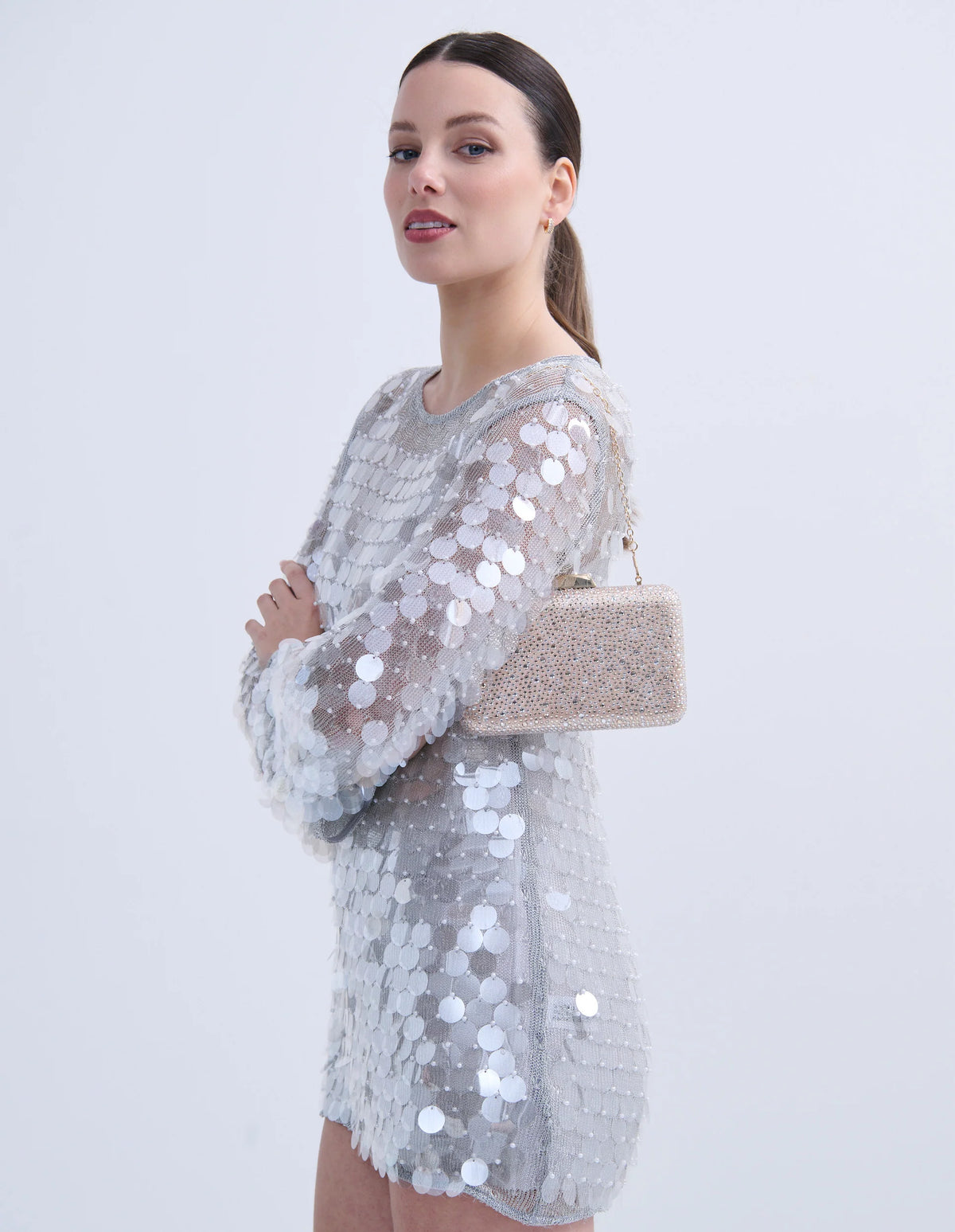 Enna Crystal Satin Clutch