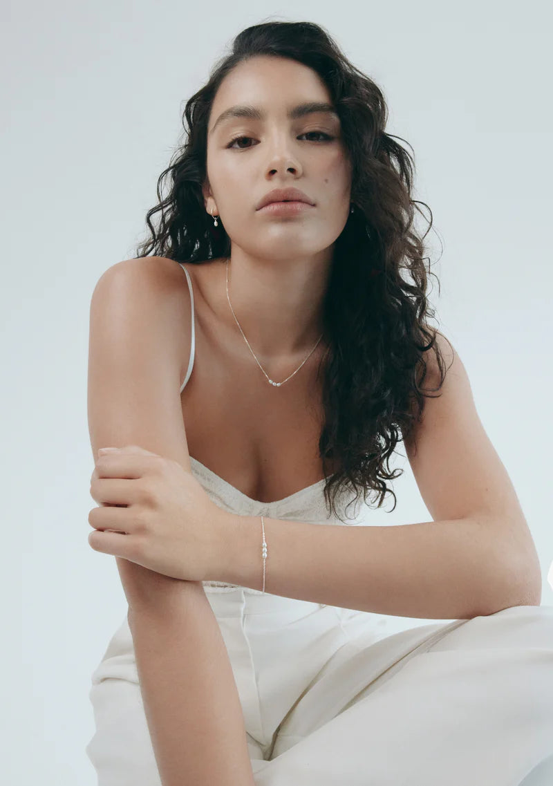 Mini Pearl Necklace - Silver