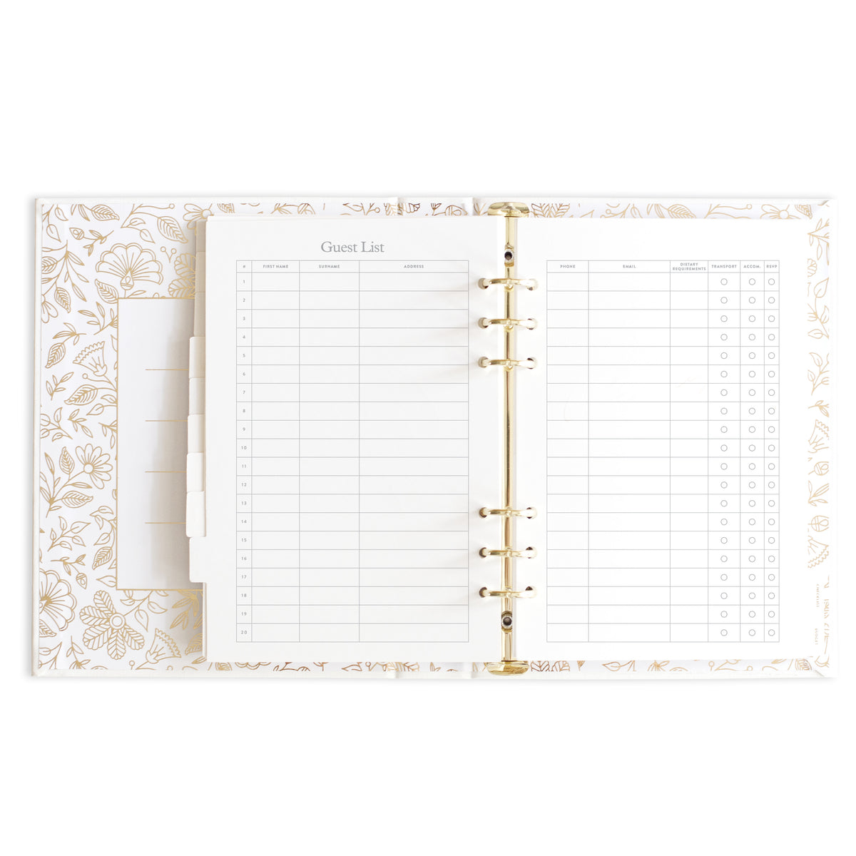 Wedding Planner Additional Pages - Guest List Section - Honey Fawn Boutique