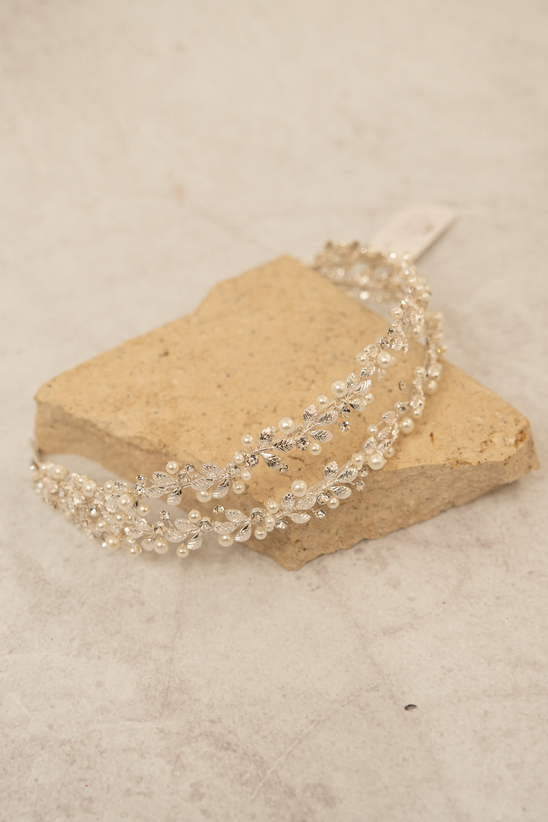 Windsor Bridal Jewellery Pearl & Vine Double Row Head Band with pearl and vine detailing