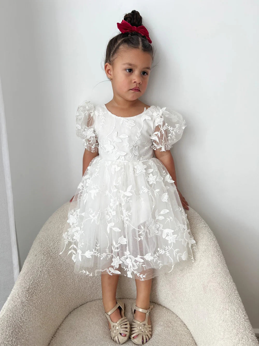 Vienna Girls Embroidered Dress - Flower Girl Dress - A Little Lacey