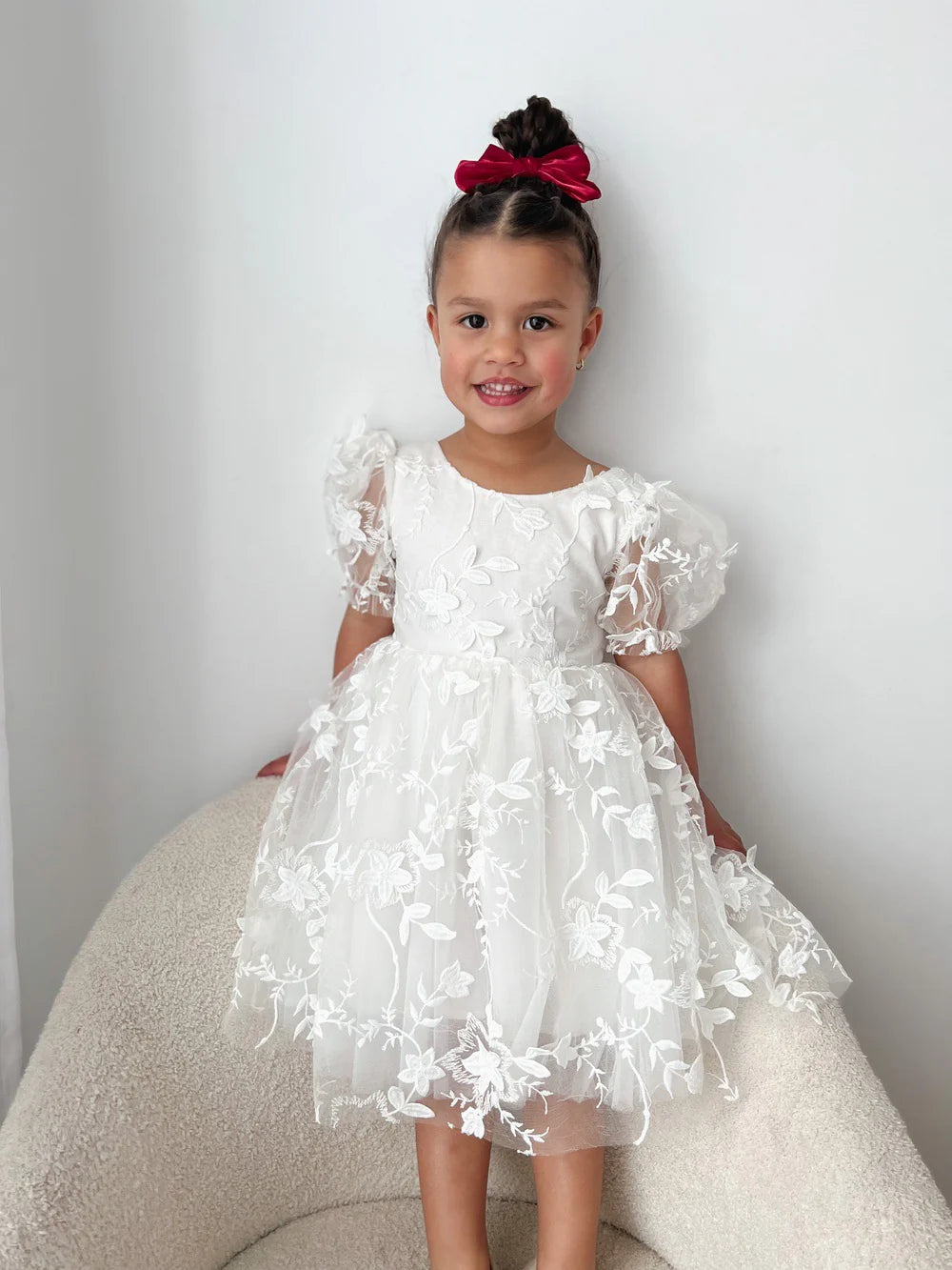 Vienna Girls Embroidered Dress - Flower Girl Dress - A Little Lacey