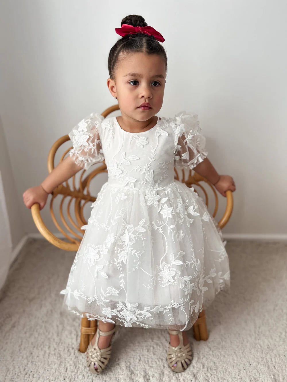 Vienna Girls Embroidered Dress - Flower Girl Dress - A Little Lacey