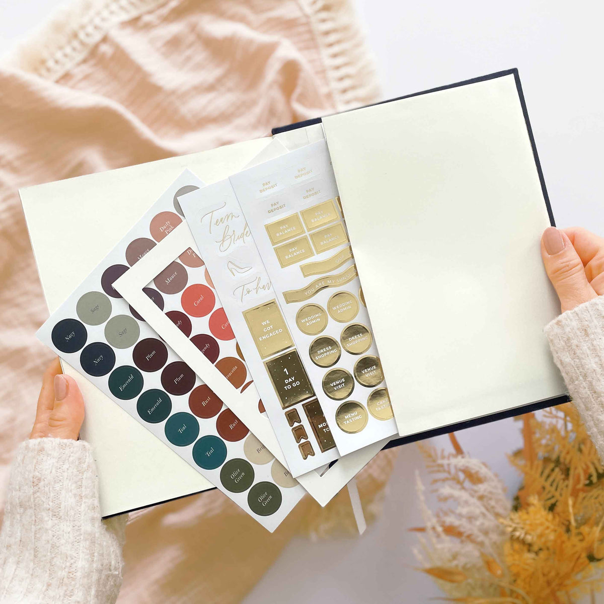 Navy Cloth Wedding Planner Book with Gold Foil and Gilded Edges - Giftware - Blush and Gold