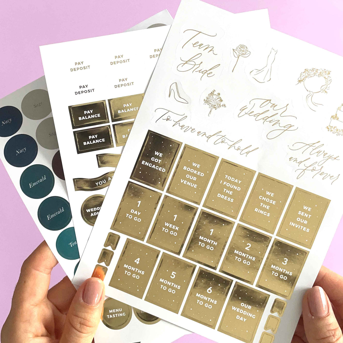 Wedding Planner Sticker Pack (3 Sheets) - Giftware - Blush and Gold
