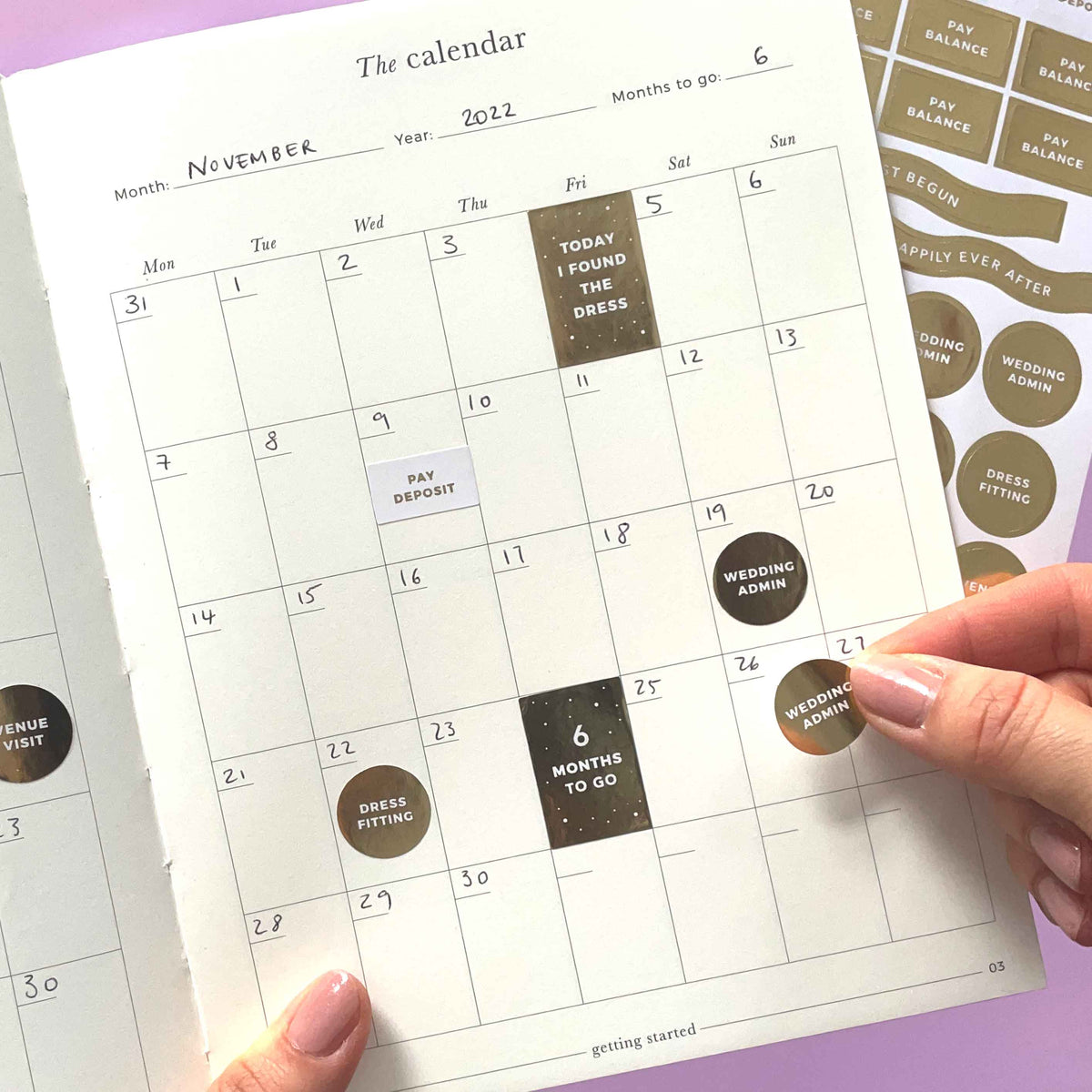 Wedding Planner Sticker Pack (3 Sheets) - Giftware - Blush and Gold