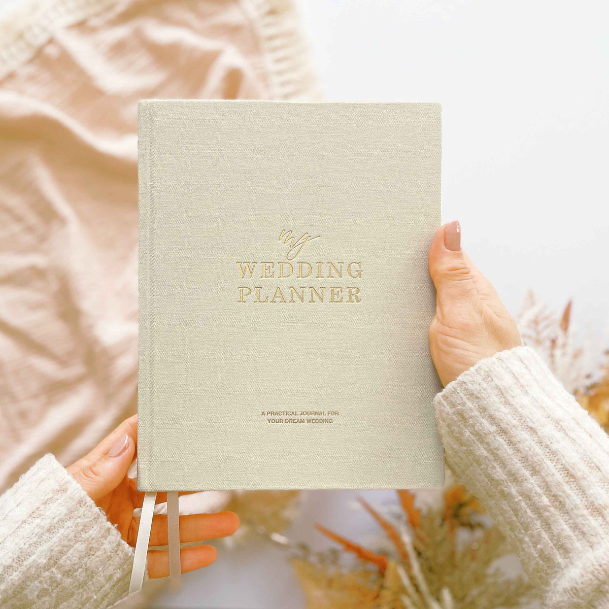 Ivory Cloth Wedding Planner Book with Gold Foil and Gilded Edges - Giftware - Blush and Gold