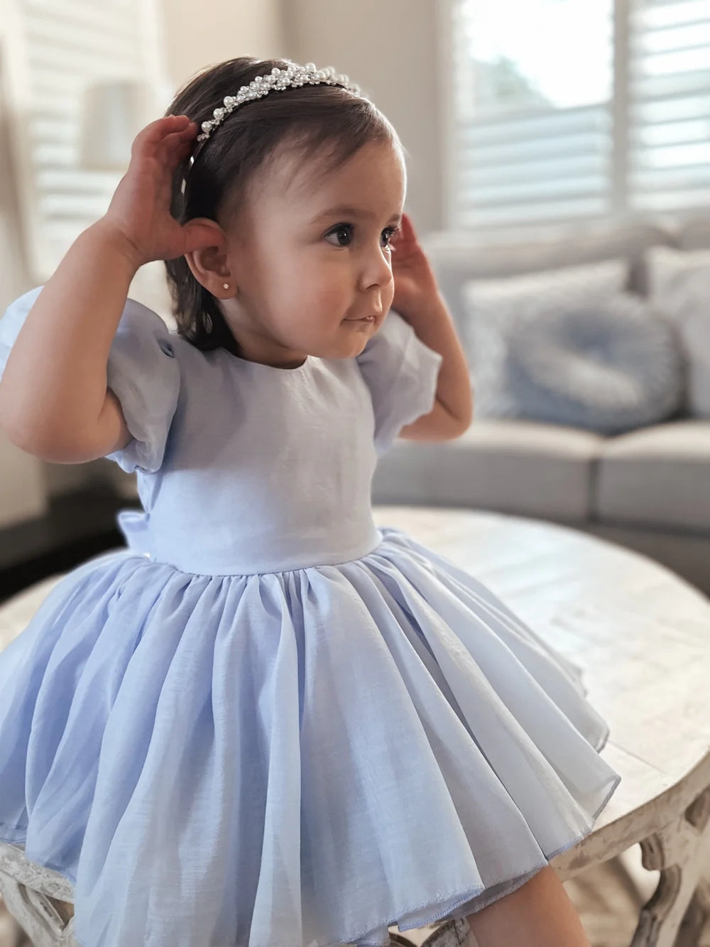 Delia Light Blue Baby Dress - Flower Girl Dress - A Little Lacey