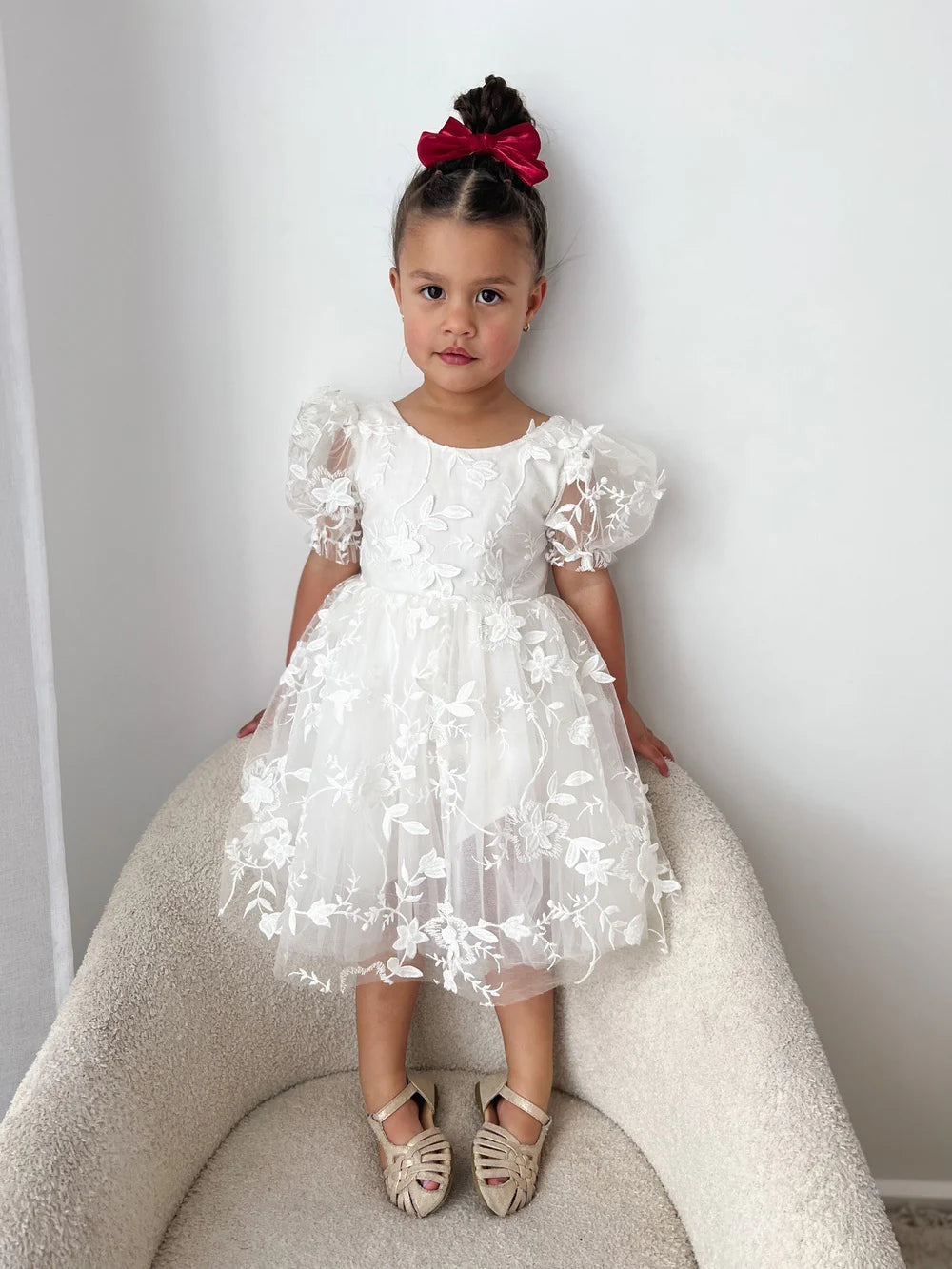 Vienna Girls Embroidered Dress - Flower Girl Dress - A Little Lacey