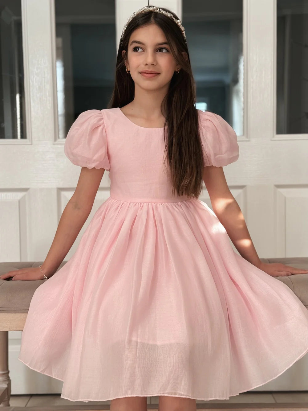 Delia Girls Light Pink Dress - Flower Girl Dress - A Little Lacey