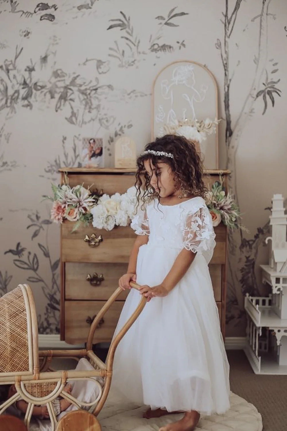 Eva Girls Embroidered White Dress - Flower Girl Dress - A Little Lacey