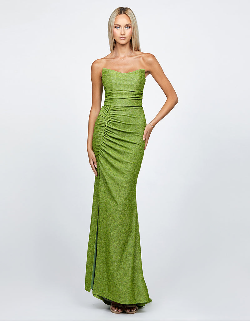 Lynndon Scoop High Split Maxi 14 Lime - Dress - Bariano