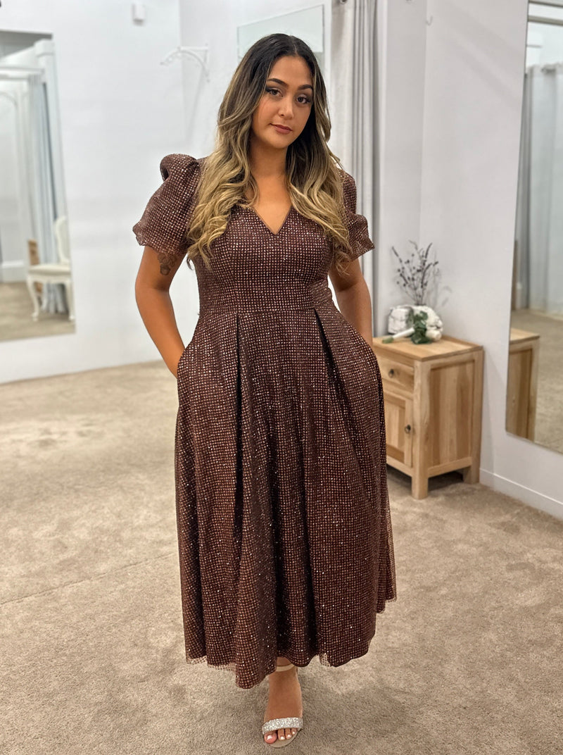Darya Puff Sleeve Chocolate - Dress - Bariano