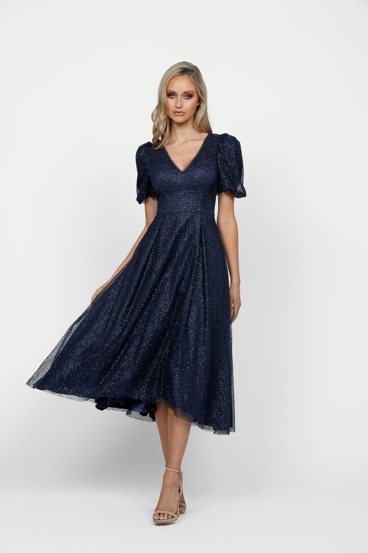 Darya Puff Sleeve NAVY - Dress - Bariano