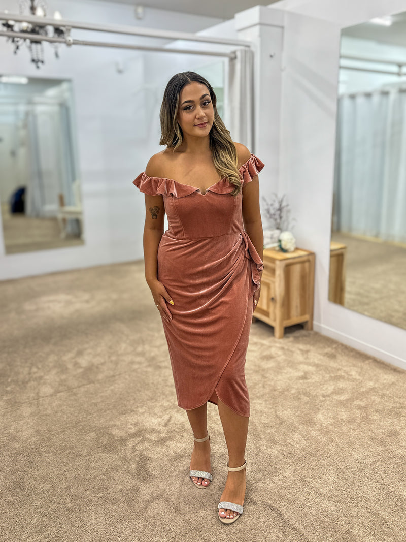 Heidi Ruffled Midi Dress Nude - Dress - Bariano