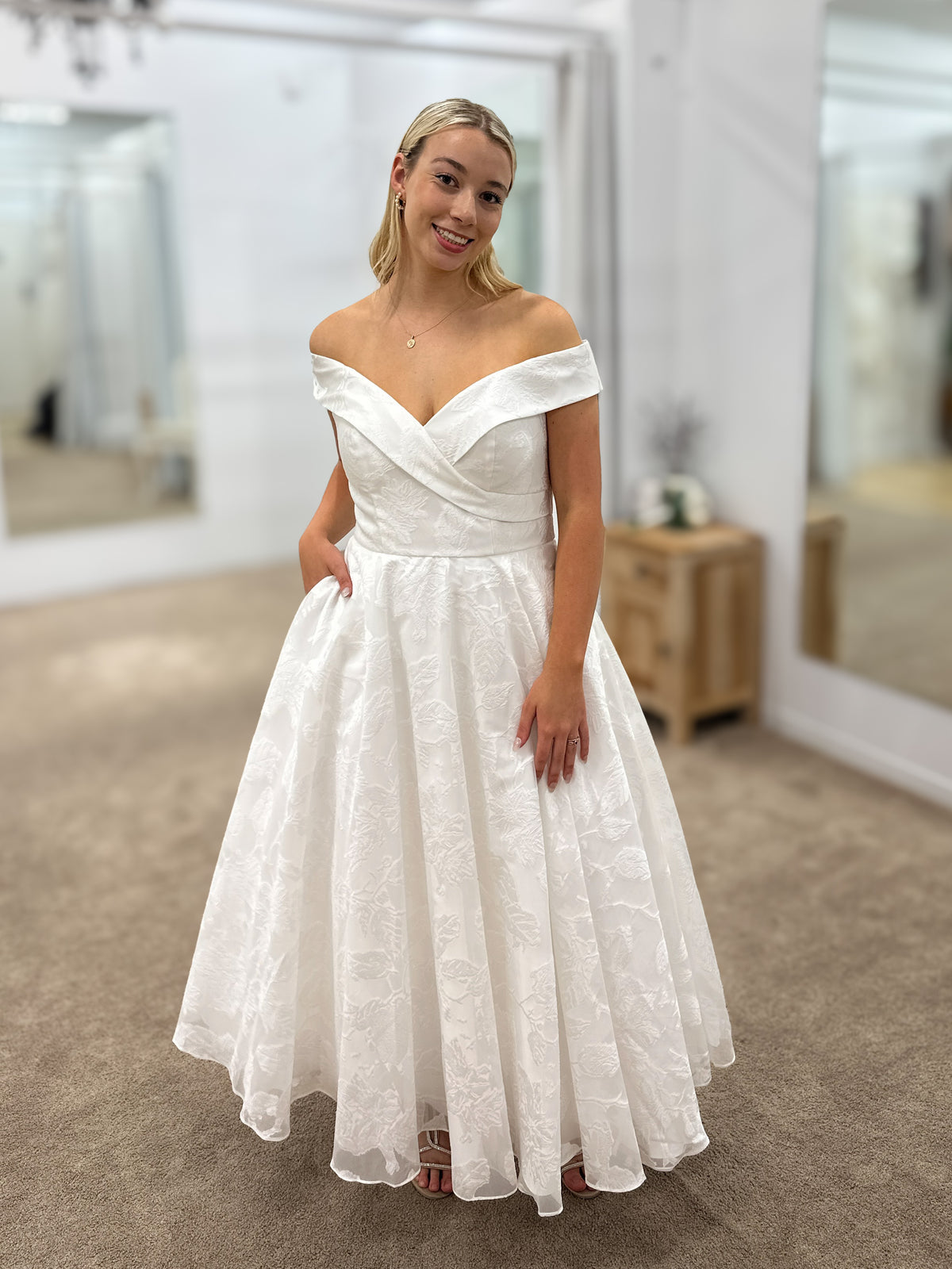 Yari Off Shoulder A-Line Midi White - Dress - Bariano