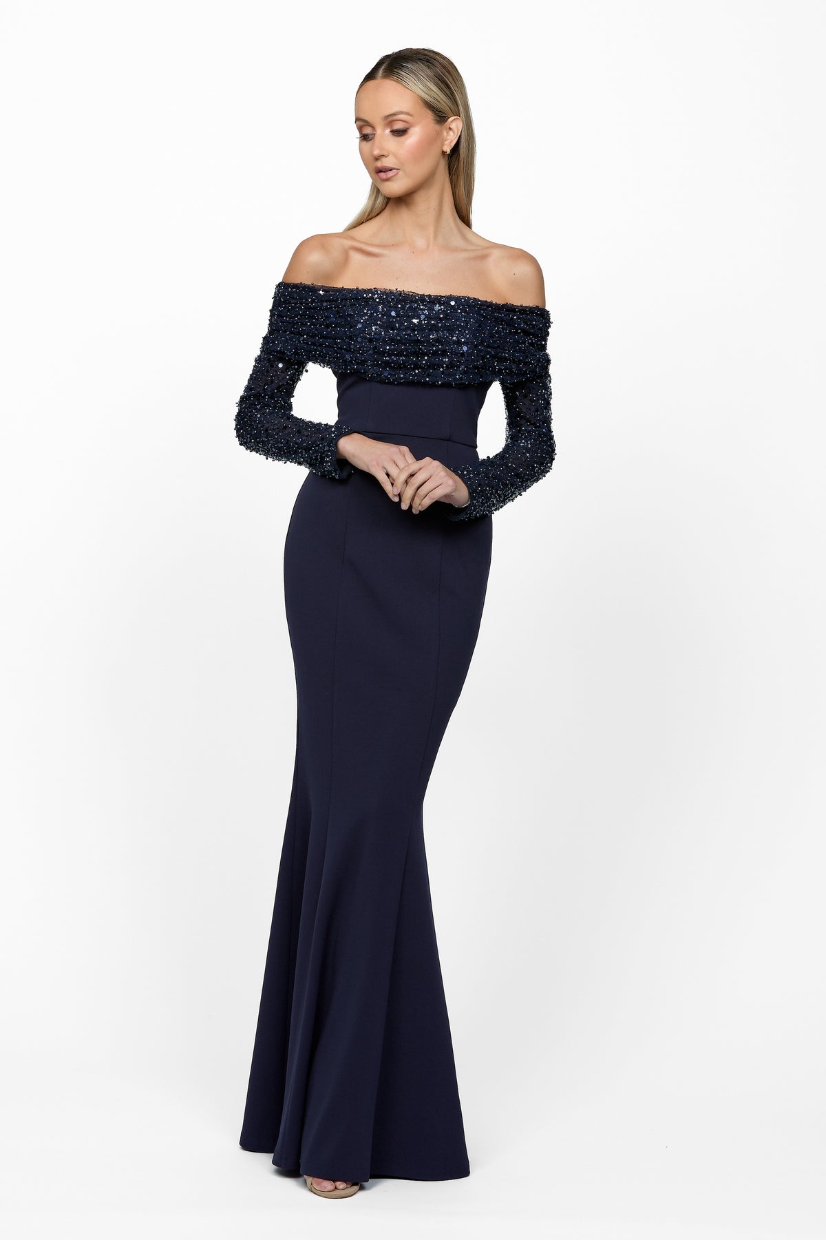 Kiara Long Sleeve Gown 22 Navy - Dress - Bariano