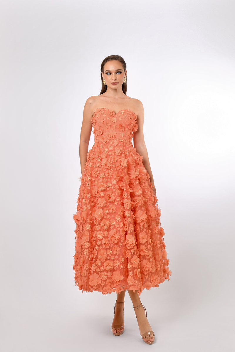 Savanna Strapless Floral Midi - Dress - Bariano
