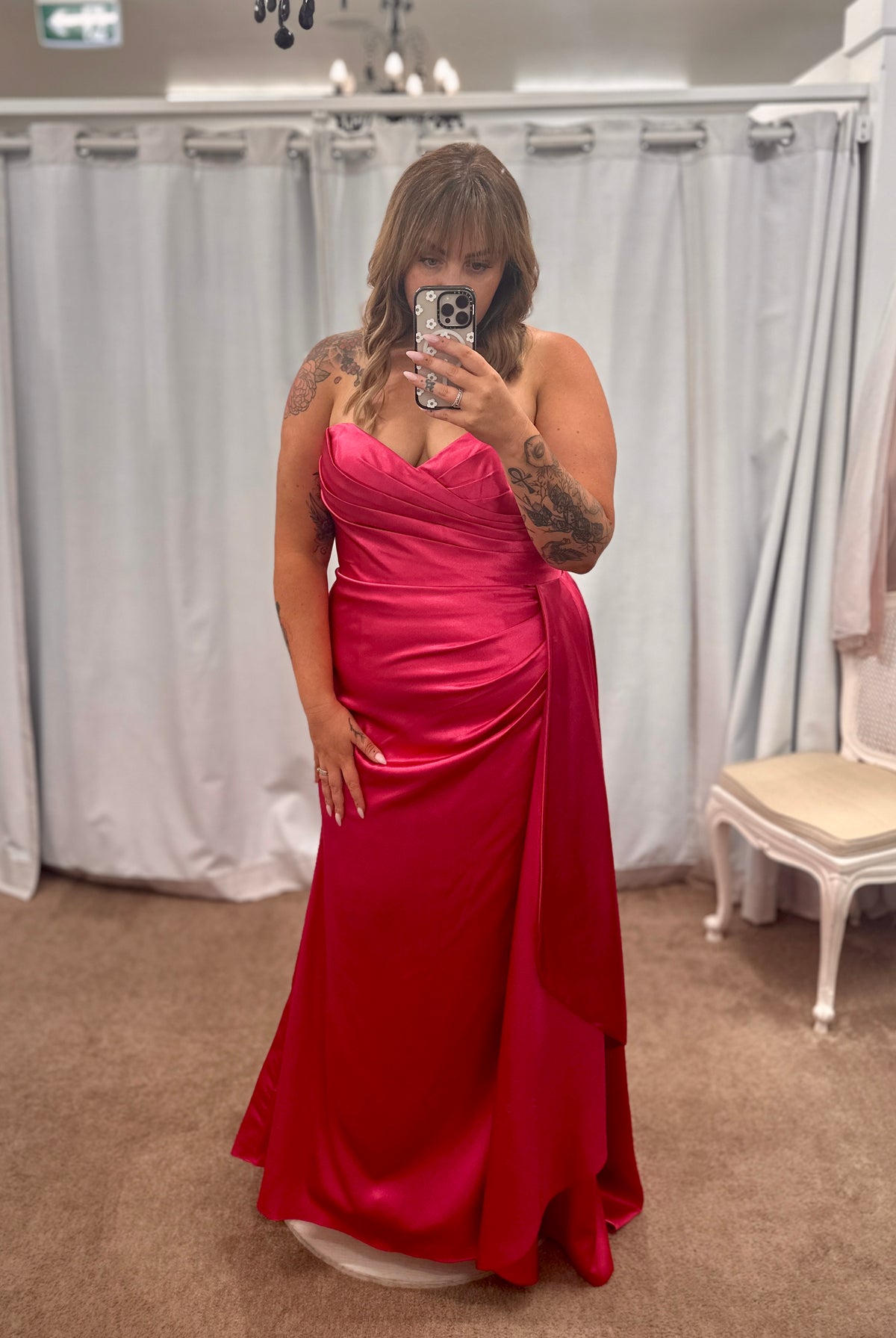 Misha Sweetheart Gown with Sash Lipstick - Dress - Bariano