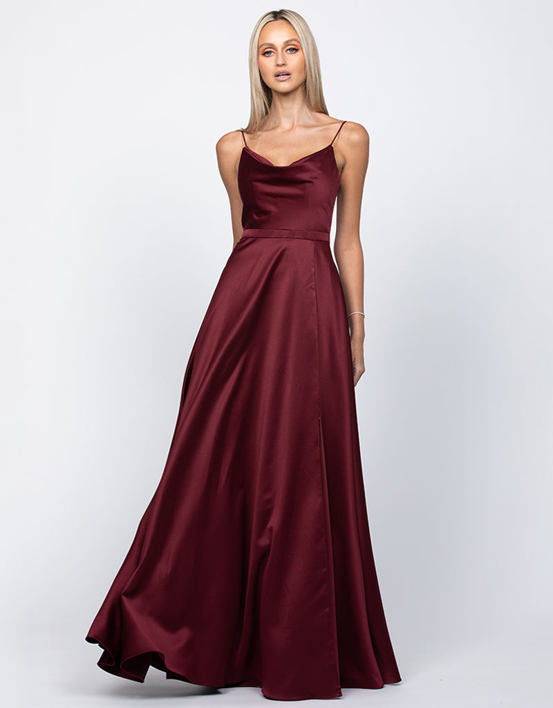 Diamond Cowl Wrap Gown - Dress - Bariano
