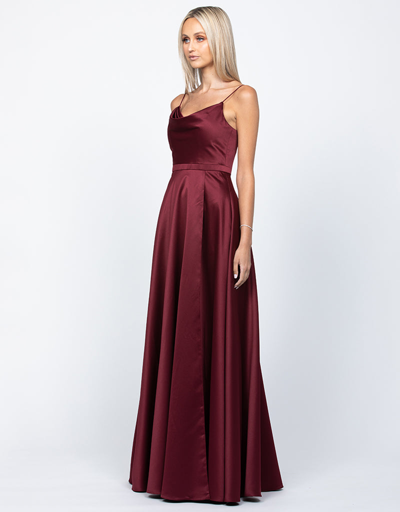 Diamond Cowl Wrap Gown - Dress - Bariano