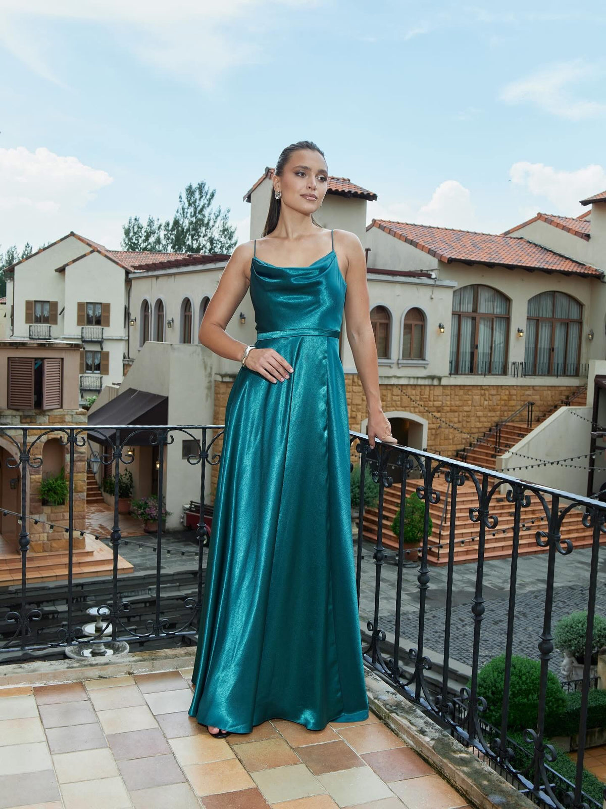 Diamond Cowl Wrap Gown - Dress - Bariano